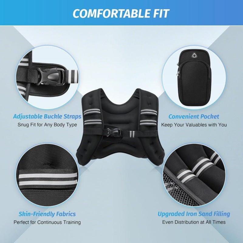 Adjustable Weighted Training Vest with Reflective Details