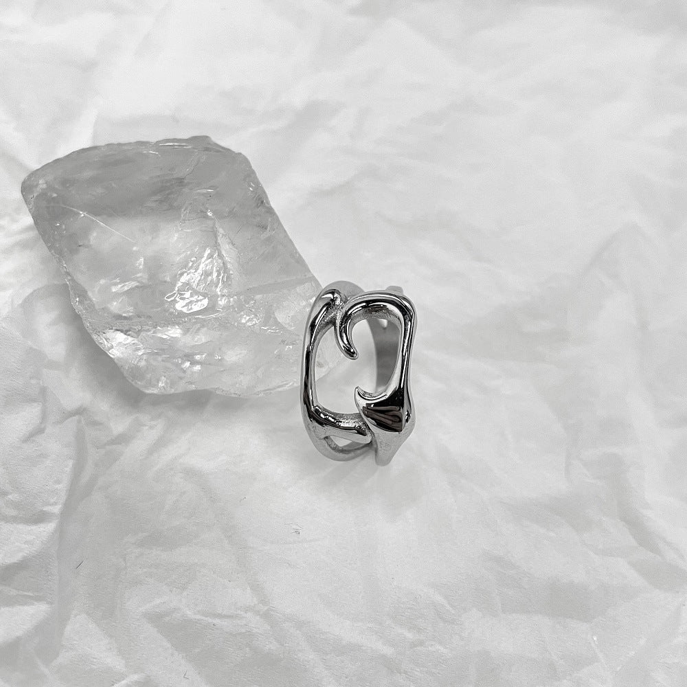 Geometric Titanium Steel Hollow Ring